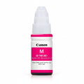 Canon ink bottle with magenta label on a white background
